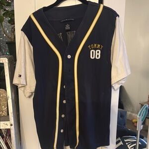Tommy Hilfiger Dark Blue and White Jersey with Yellow Trim